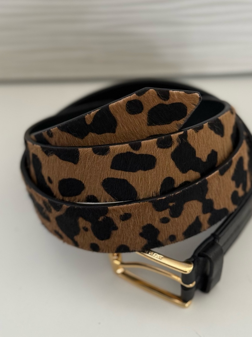 BURBERRY AUTHENTIC Leopard Print Pony Hair Leather Belt size 40/100 - L/XL
